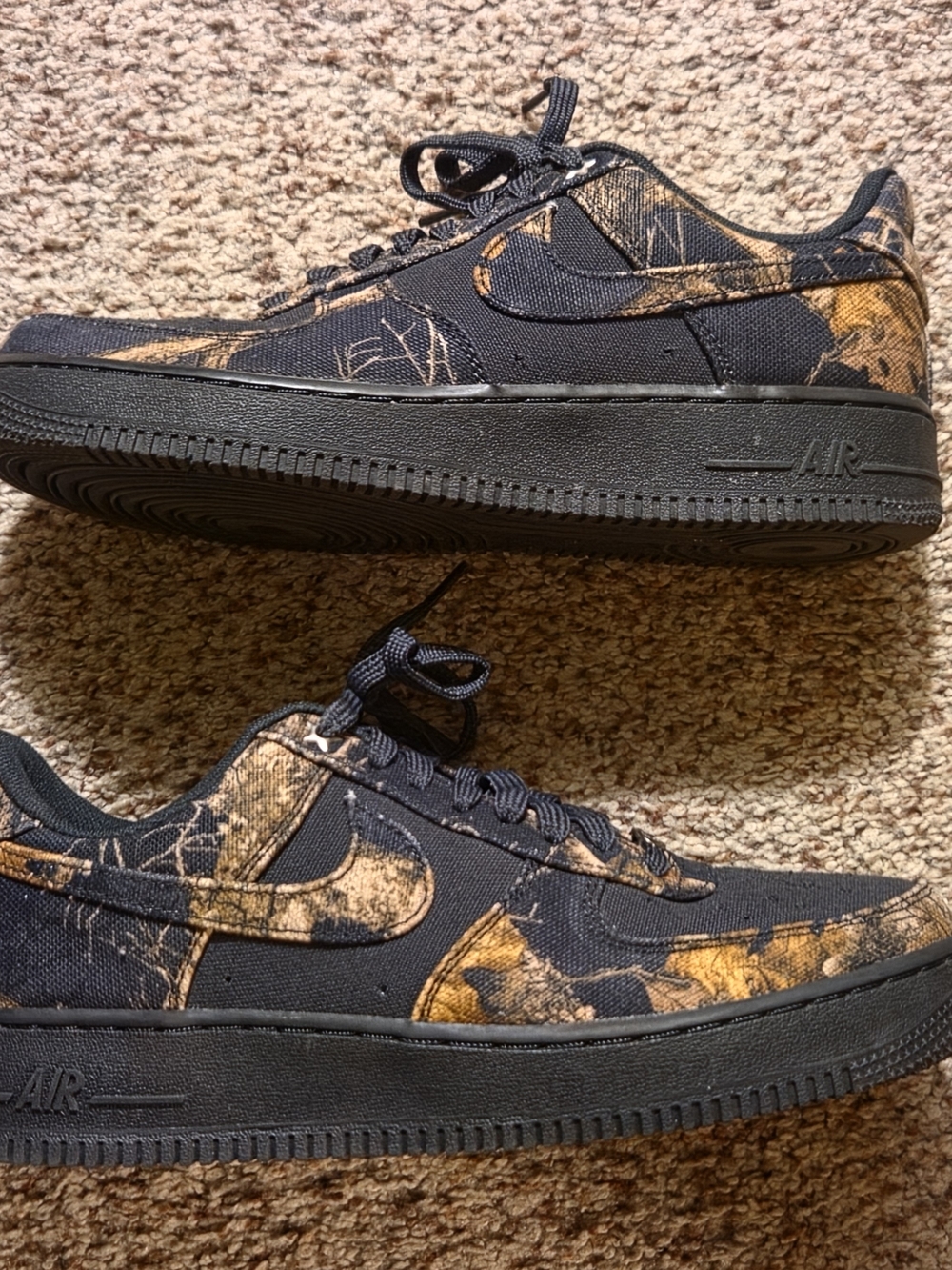 Nike Men’s Air Force 1 - Black with Brown Realtree Camo Print Size 10 - Picture 4 of 9